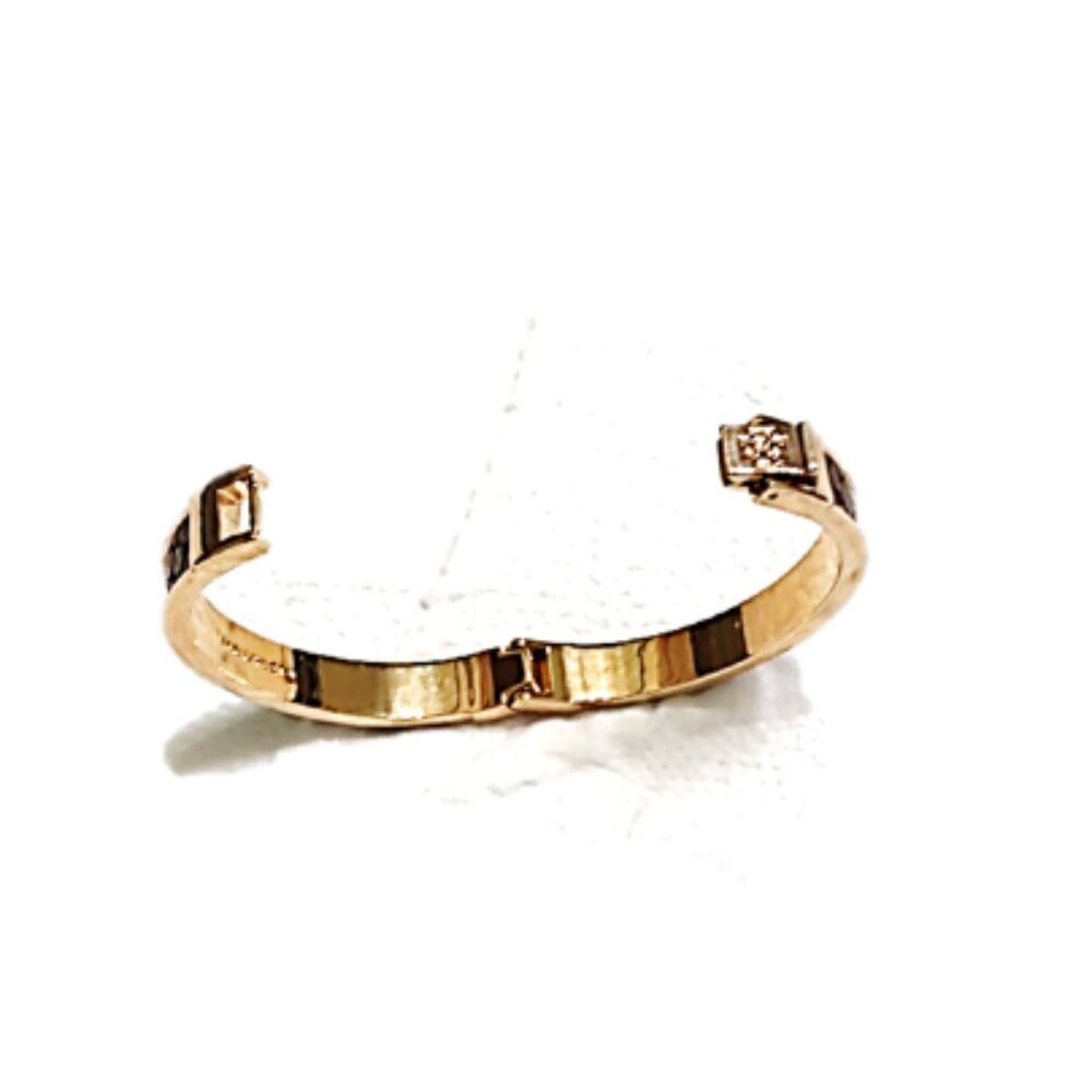 Ann Taylor Hinged Bangle Bracelet, Gold Tone with Snakeskin Design - Picture 10 of 10